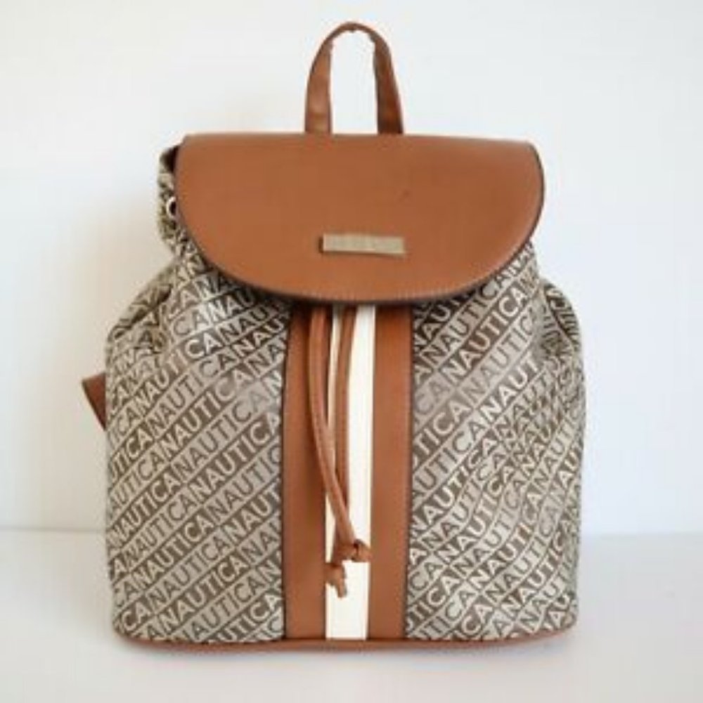 Nautica Brown and White Backpack